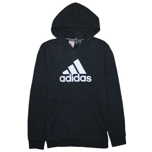 Adidas Boys Black Pullover Hoodie 15-16 Years Logo Sportswear