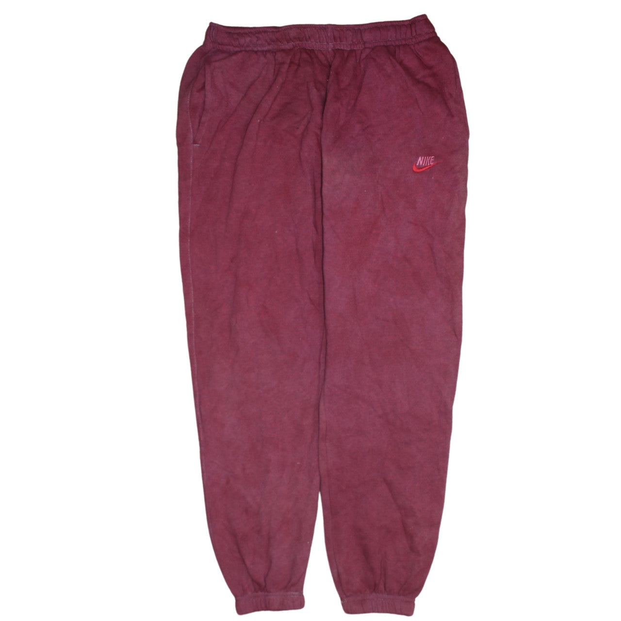 Nike Women’s Red Jogger Sweatpants L Fleece Elastic Waist Activewear