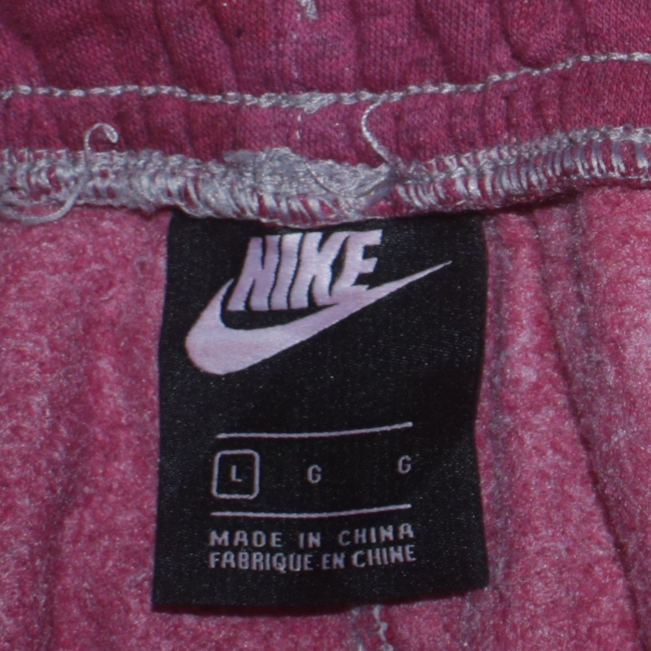 Nike Women’s Red Jogger Sweatpants L Fleece Elastic Waist Activewear