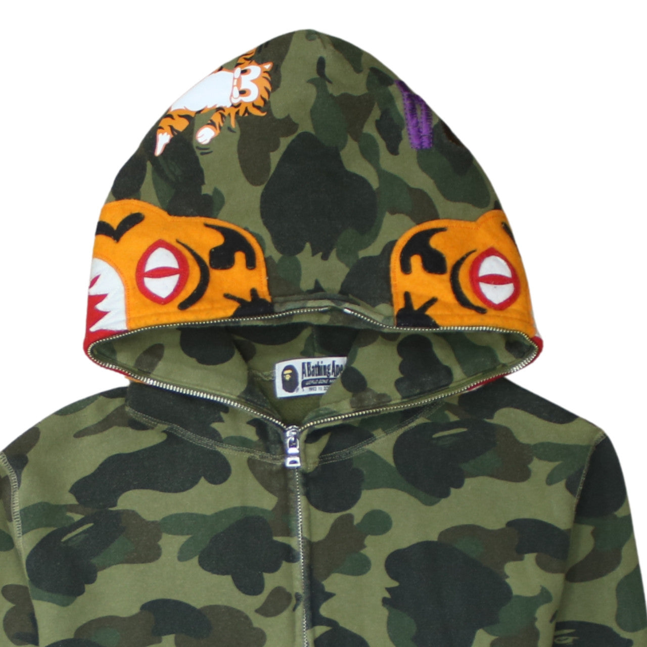 A Bathing Ape Men's Green Camouflage Full Zip Hoodie Size L