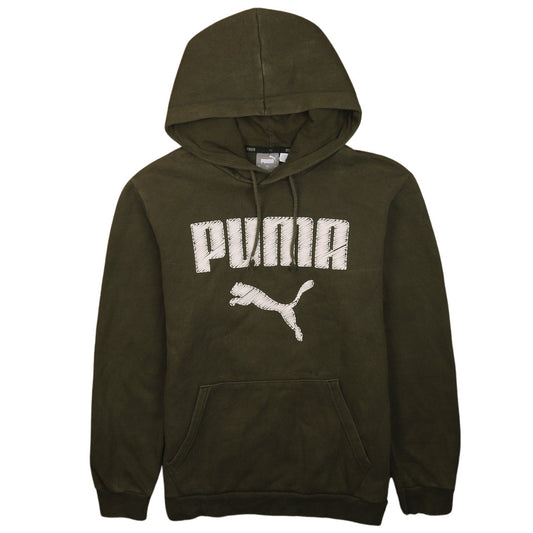 Puma Men's Green Pullover Hoodie Small Graphic Logo Sweatshirt