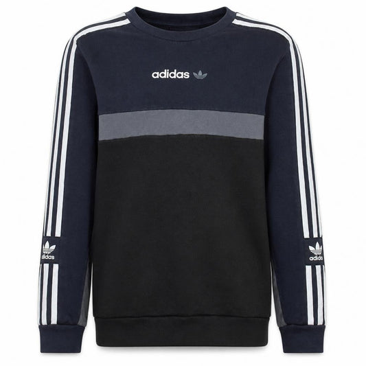 Adidas Boys Navy Black Colourblock Sweatshirt XL 15-16 Years Long Sleeve