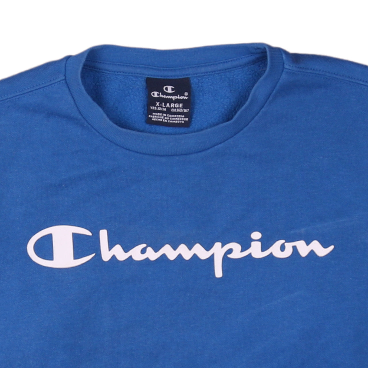Champion Boys Blue Sweatshirt XL 13-14 Years Logo Crew Neck Pullover