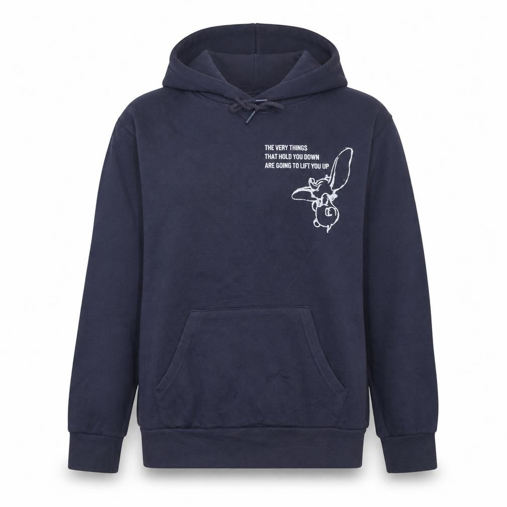 Disney Womens Navy Dumbo Graphic Pullover Hoodie Size S 10/12