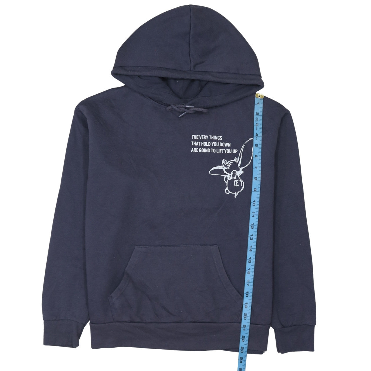 Disney Womens Navy Dumbo Graphic Pullover Hoodie Size S 10/12