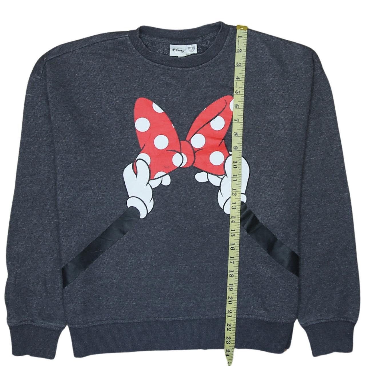 Disney Women Grey Minnie Mouse Bow Pullover Sweatshirt Size 12/14