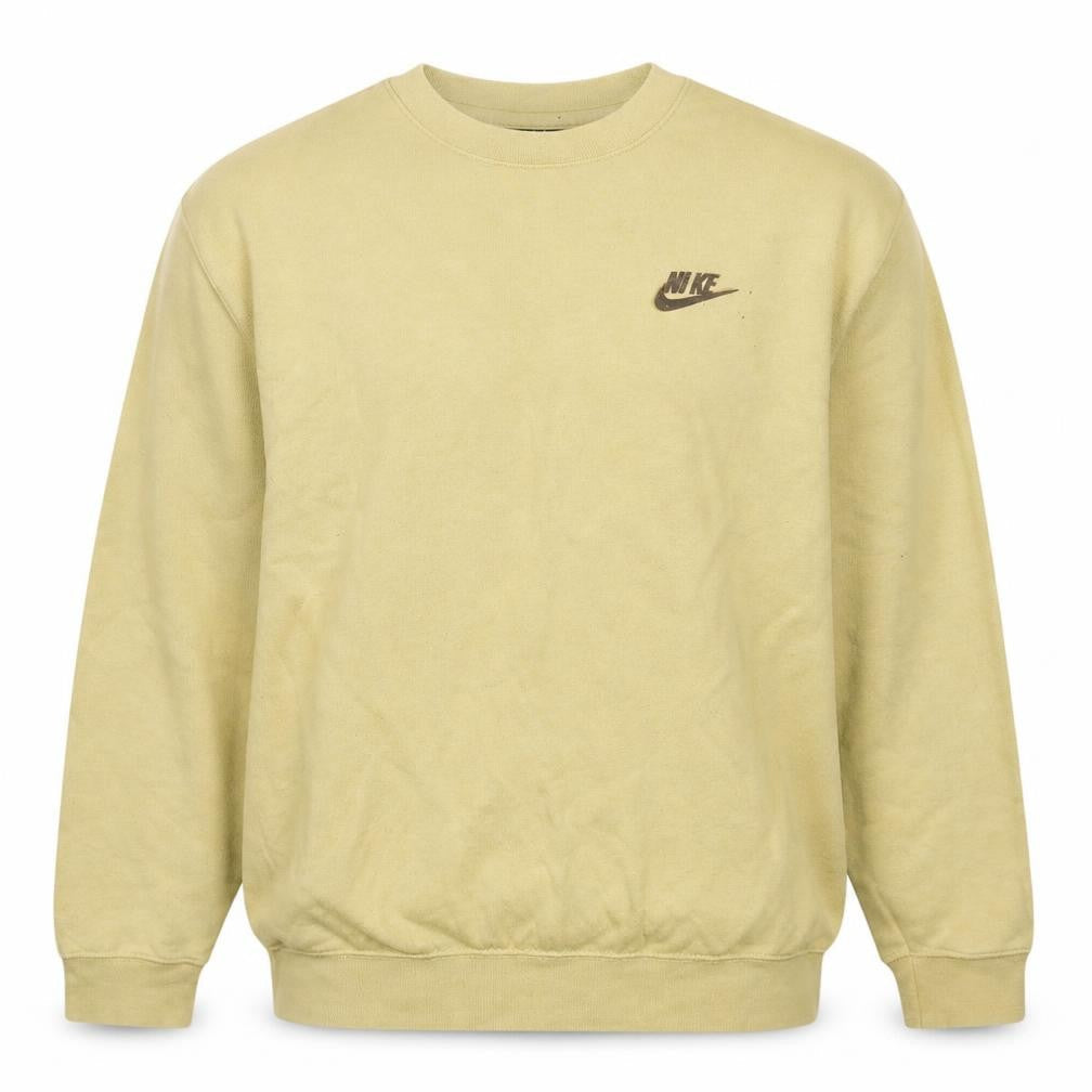 Nike Men's Beige Small Logo Crew Neck Pullover Sweatshirt