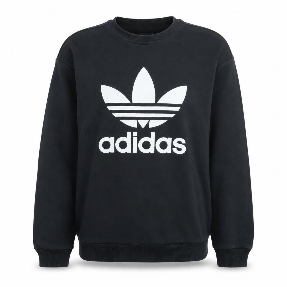 Adidas Womens Black Crew Neck Pullover Sweatshirt UK 6 XS