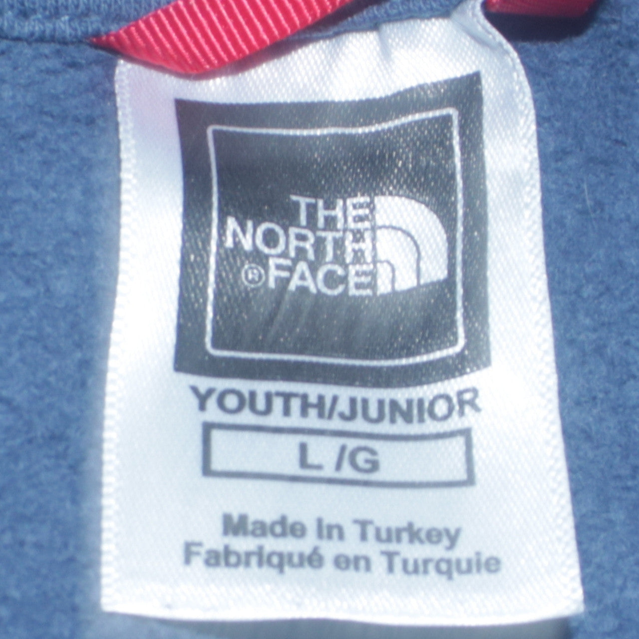 The North Face Boys Grey & Blue Pullover Hoodie Youth Large Logo Sweatshirt
