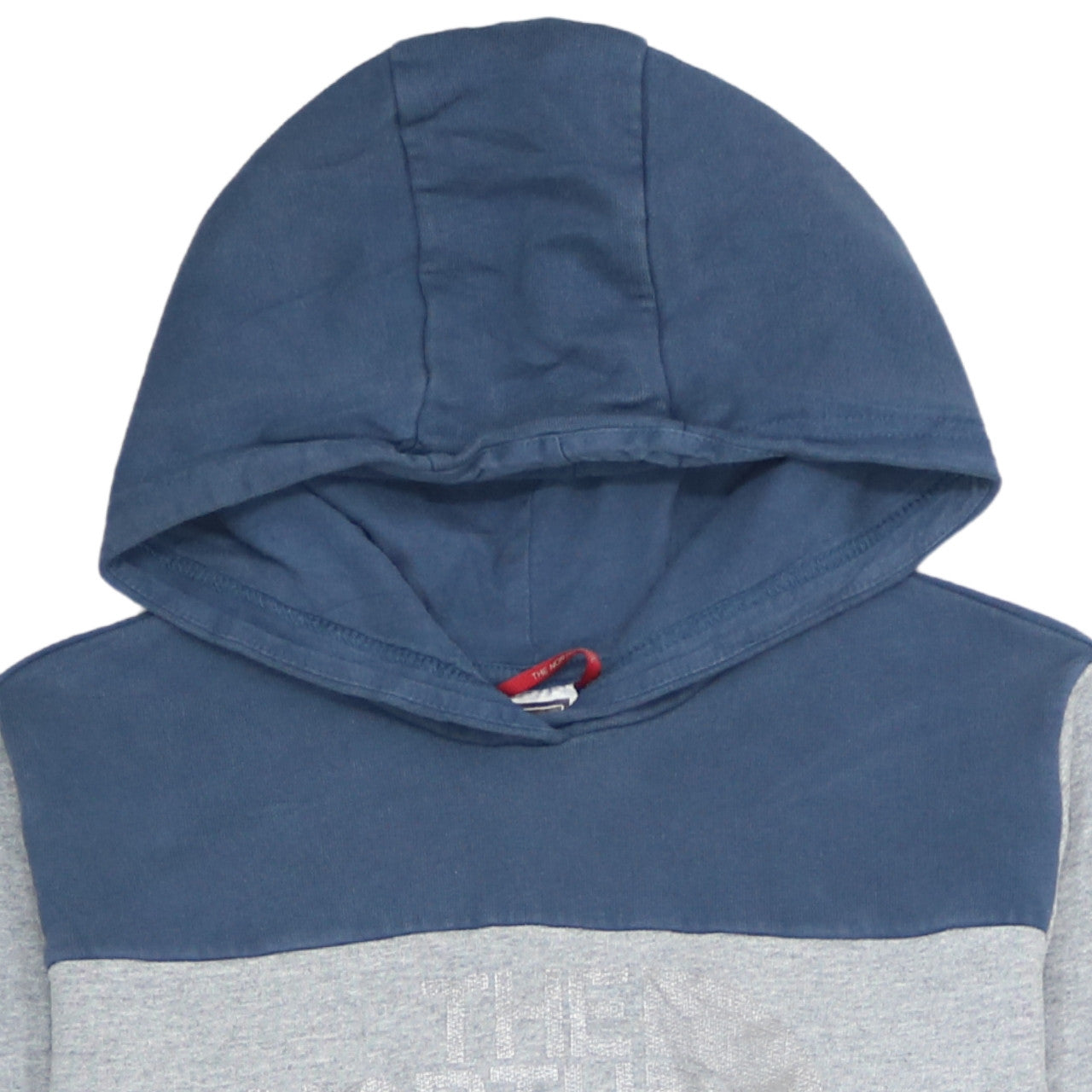 The North Face Boys Grey & Blue Pullover Hoodie Youth Large Logo Sweatshirt