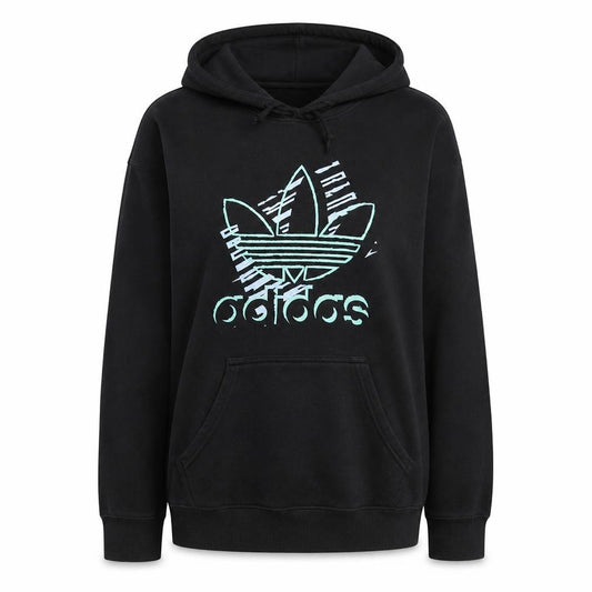 Adidas Womens Black Pullover Hoodie Size M Graphic Logo Print
