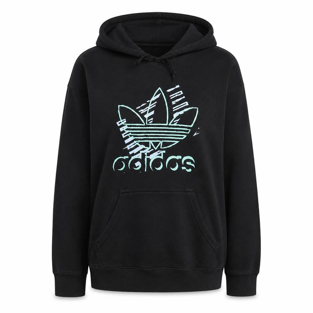 Adidas Womens Black Pullover Hoodie Size M Graphic Logo Print