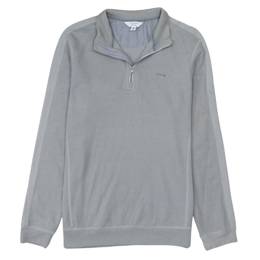Calvin Klein Men's Grey Classic Fit 1/4 Zip Cotton Sweatshirt Size L