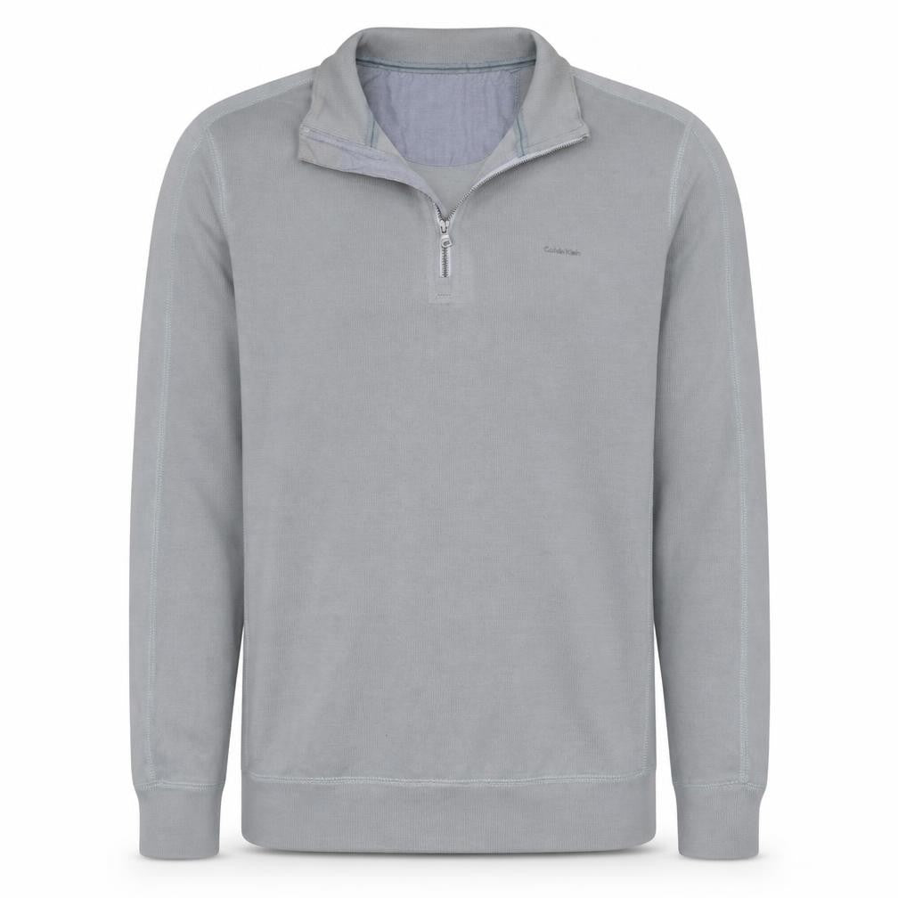 Calvin Klein Men's Grey Classic Fit 1/4 Zip Cotton Sweatshirt Size L