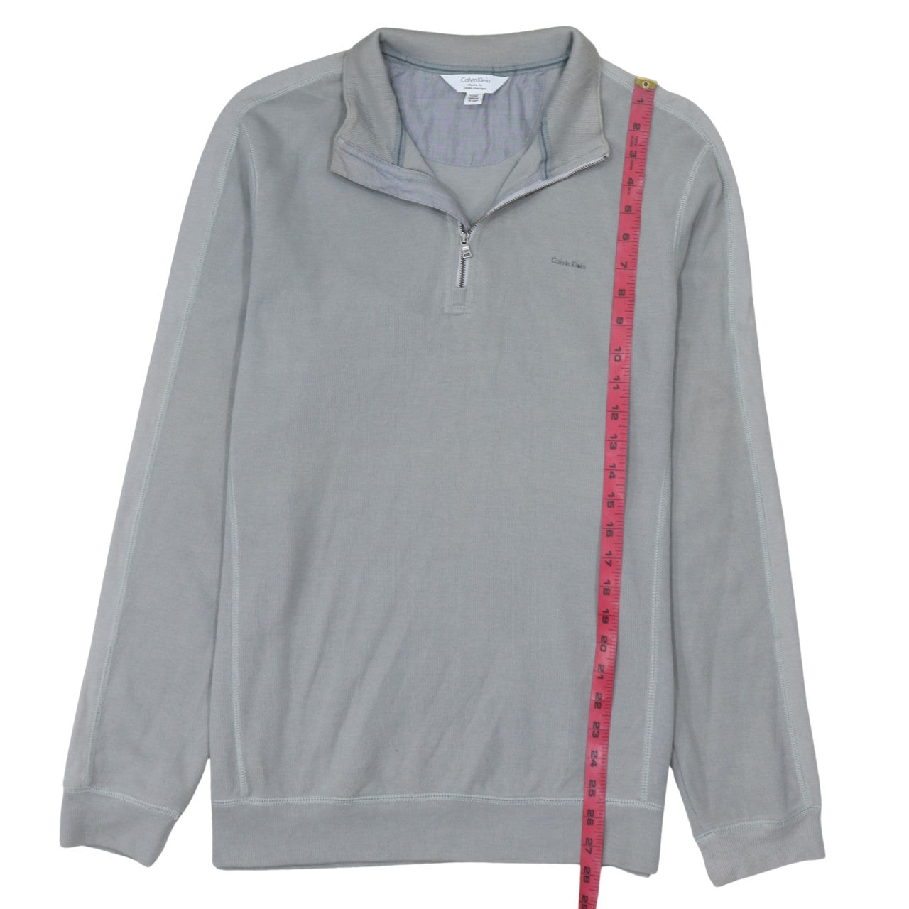 Calvin Klein Men's Grey Classic Fit 1/4 Zip Cotton Sweatshirt Size L