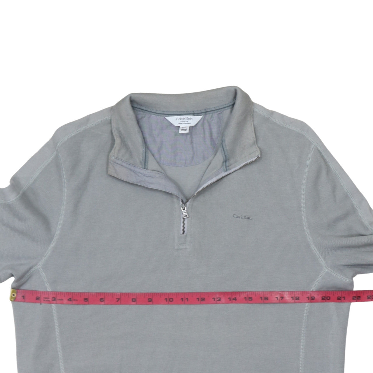 Calvin Klein Men's Grey Classic Fit 1/4 Zip Cotton Sweatshirt Size L