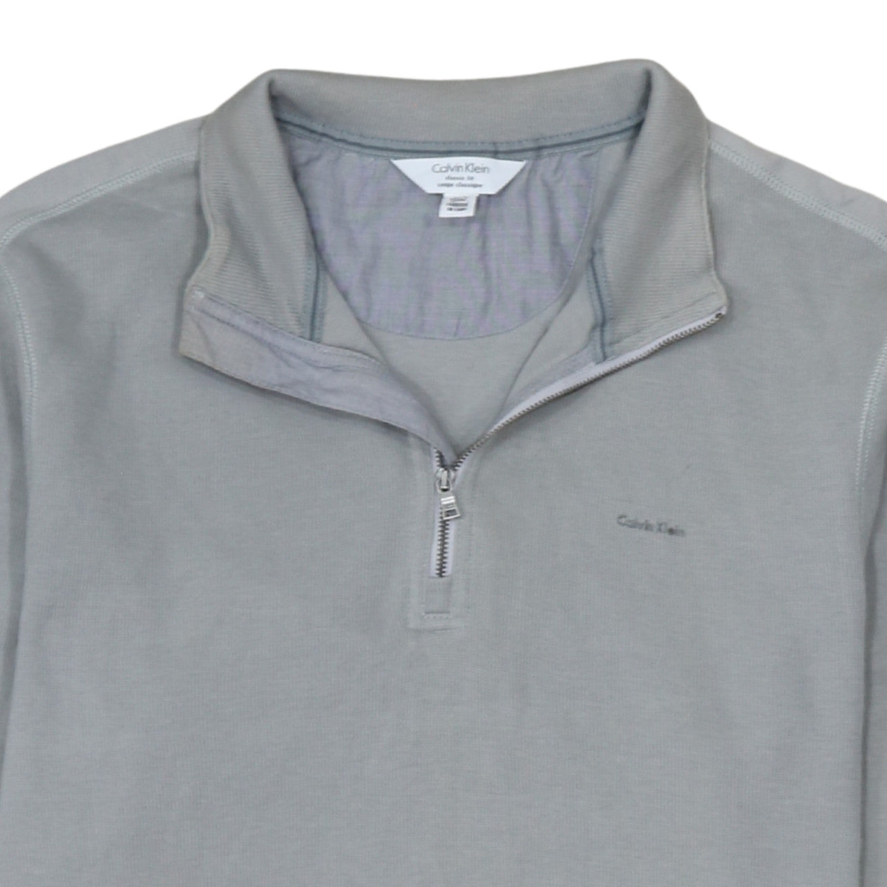 Calvin Klein Men's Grey Classic Fit 1/4 Zip Cotton Sweatshirt Size L