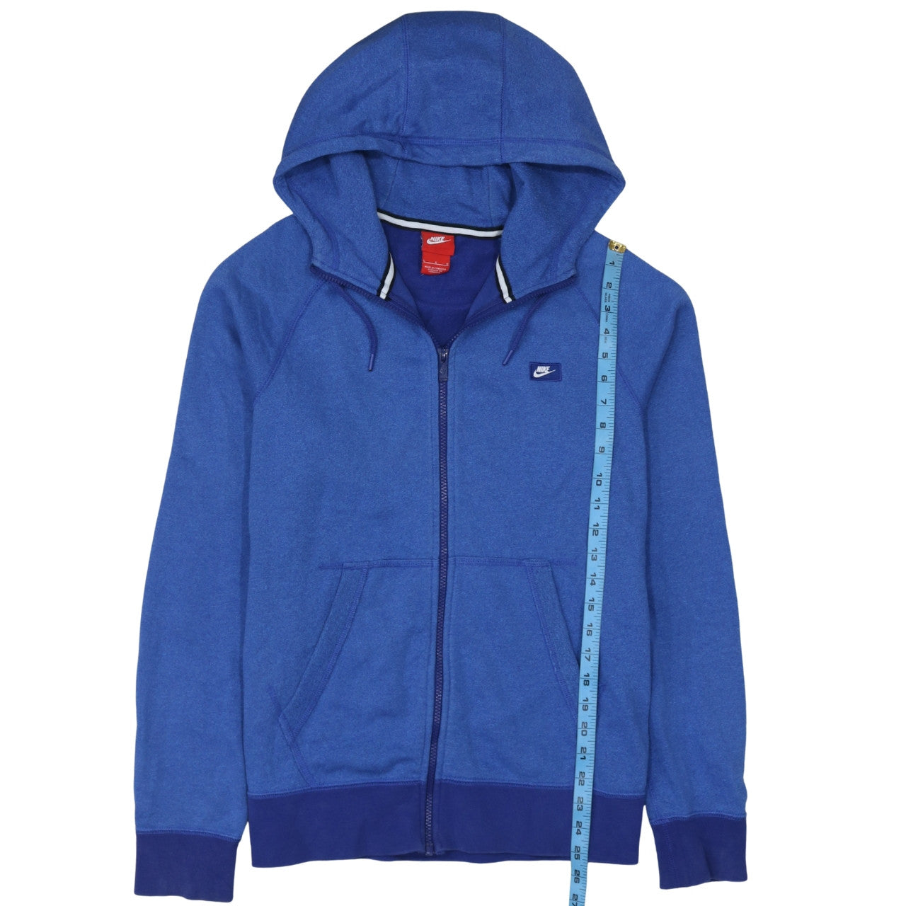 Nike Men Blue Full Zip Hoodie L Sportswear Cotton Blend