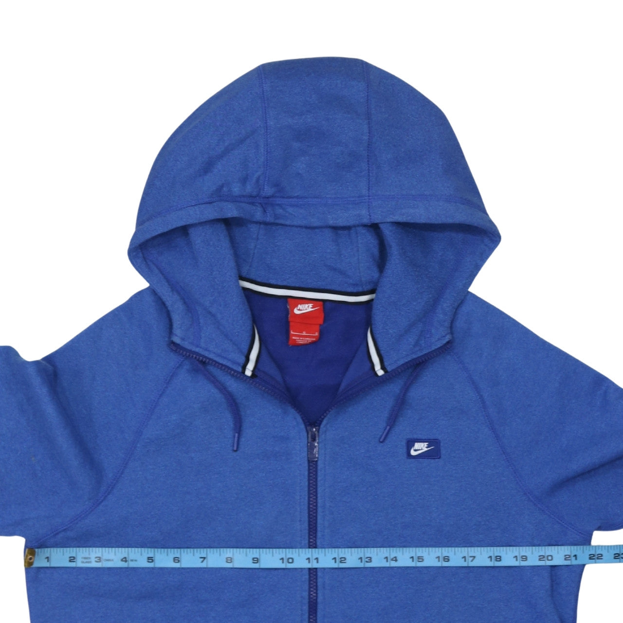 Nike Men Blue Full Zip Hoodie L Sportswear Cotton Blend