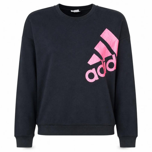 Adidas Women's Black Pink Logo Pullover Sweatshirt Size M 12-14