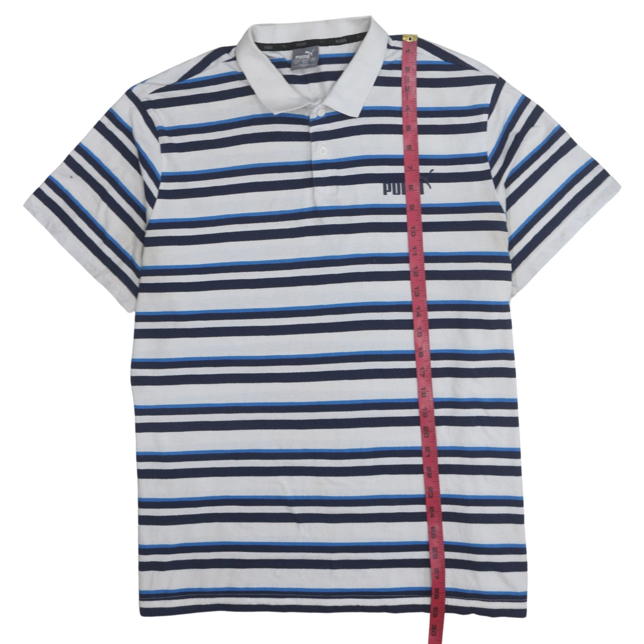 Puma Men's Blue Striped 2XL Cotton Polo Shirt