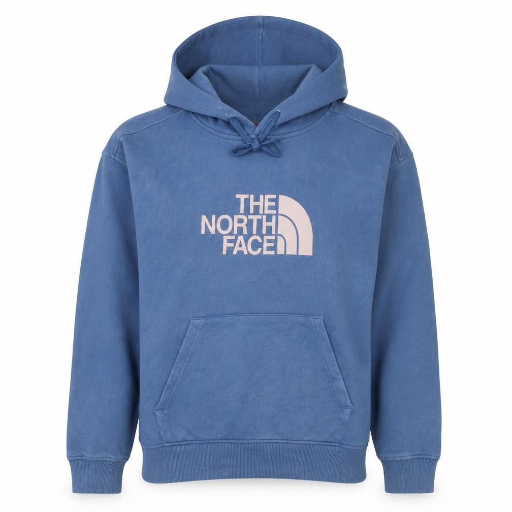 The North Face Womens Blue Pullover Hoodie Medium 100% Cotton Logo Casual