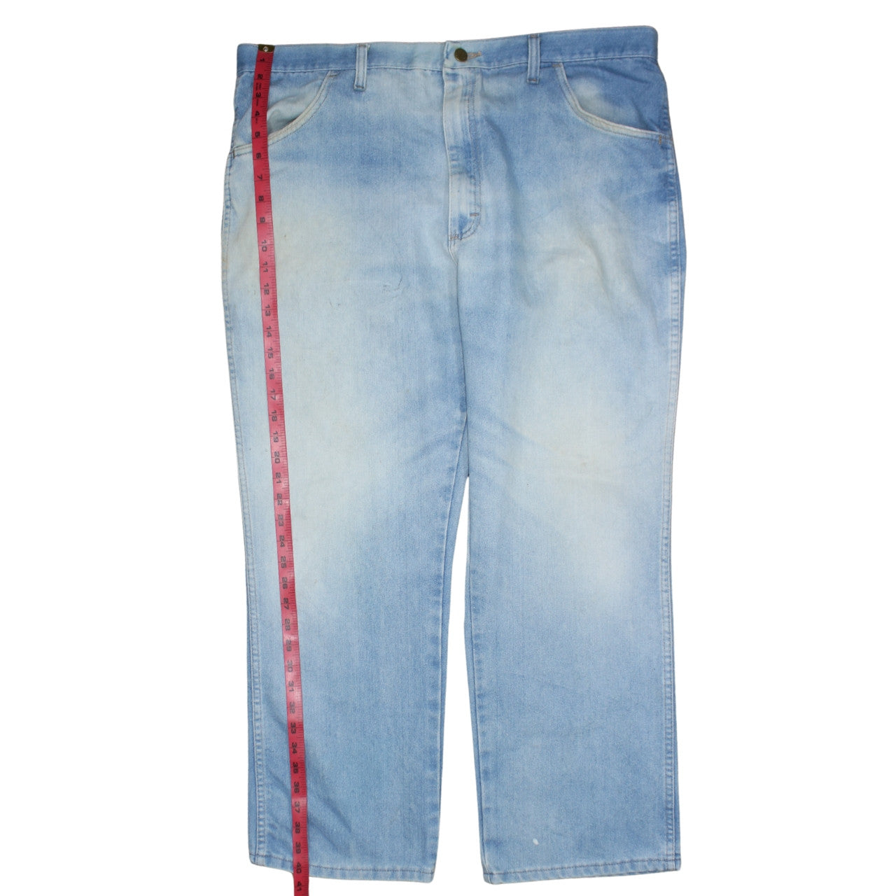 Wrangler Men's Blue 42x29 Straight Leg Light Wash Denim Jeans