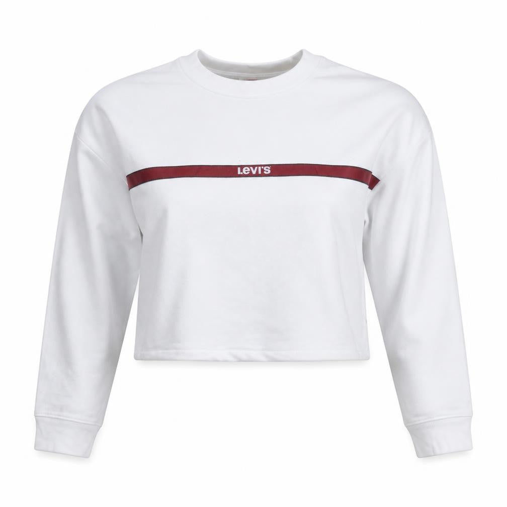 Levi's Women's White XS Pullover Sweatshirt with Red Logo Trim