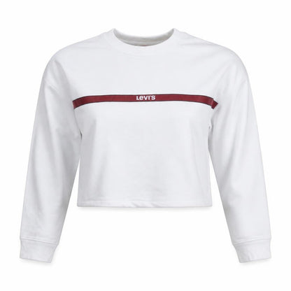Levi's Women's White XS Pullover Sweatshirt with Red Logo Trim