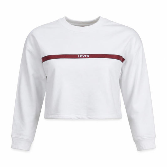 Levi's Women's White XS Pullover Sweatshirt with Red Logo Trim