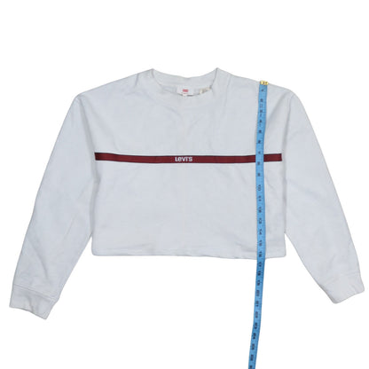 Levi's Women's White XS Pullover Sweatshirt with Red Logo Trim