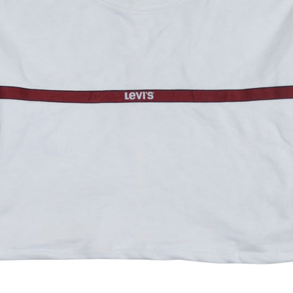 Levi's Women's White XS Pullover Sweatshirt with Red Logo Trim