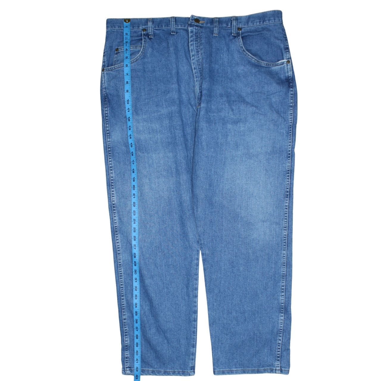 Wrangler Men's Blue Straight Leg Denim Jeans 44x30 Regular Fit