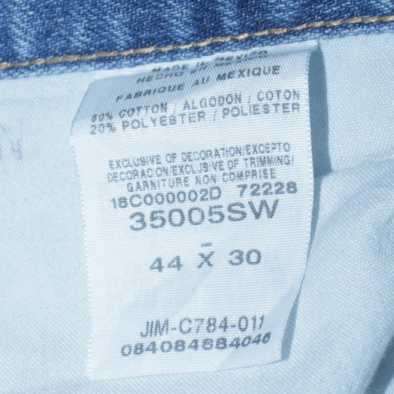 Wrangler Men's Blue Straight Leg Denim Jeans 44x30 Regular Fit