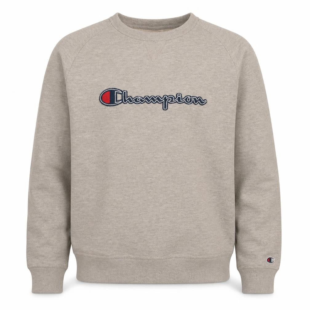Champion Men's Grey Embroidered Logo Sweatshirt Size L