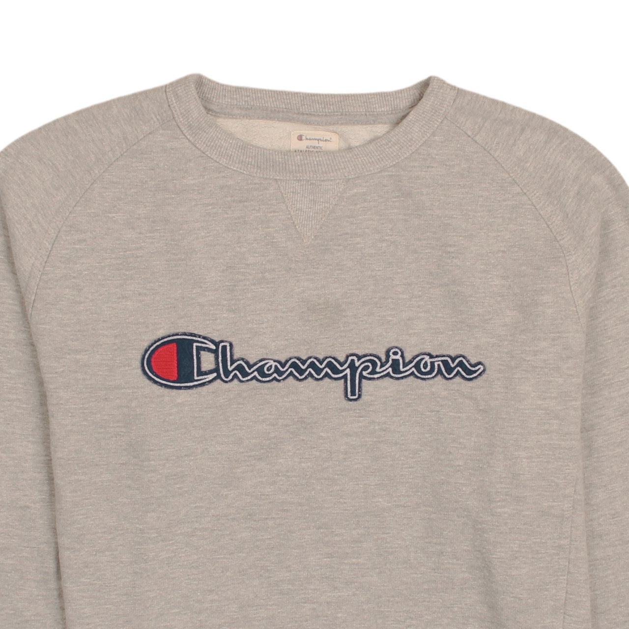 Champion Men's Grey Embroidered Logo Sweatshirt Size L