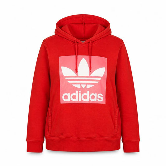 Adidas Womens Red Pullover Hoodie UK 10 Trefoil Logo Sweatshirt