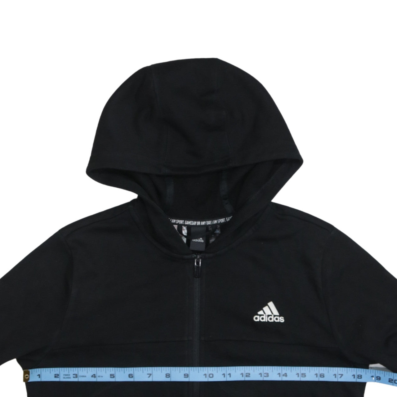 Adidas Boys Black Full Zip Hoodie Size 13-14 Years Lined Hooded Top