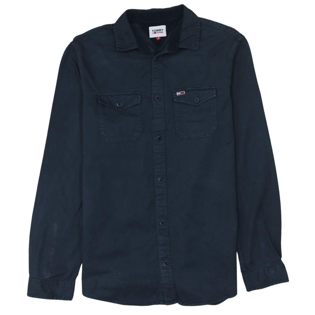 Tommy Jeans Men's Blue Cotton Long Sleeve Button-Up Shirt M