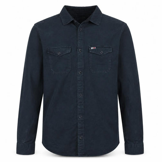 Tommy Jeans Men's Blue Cotton Long Sleeve Button-Up Shirt M