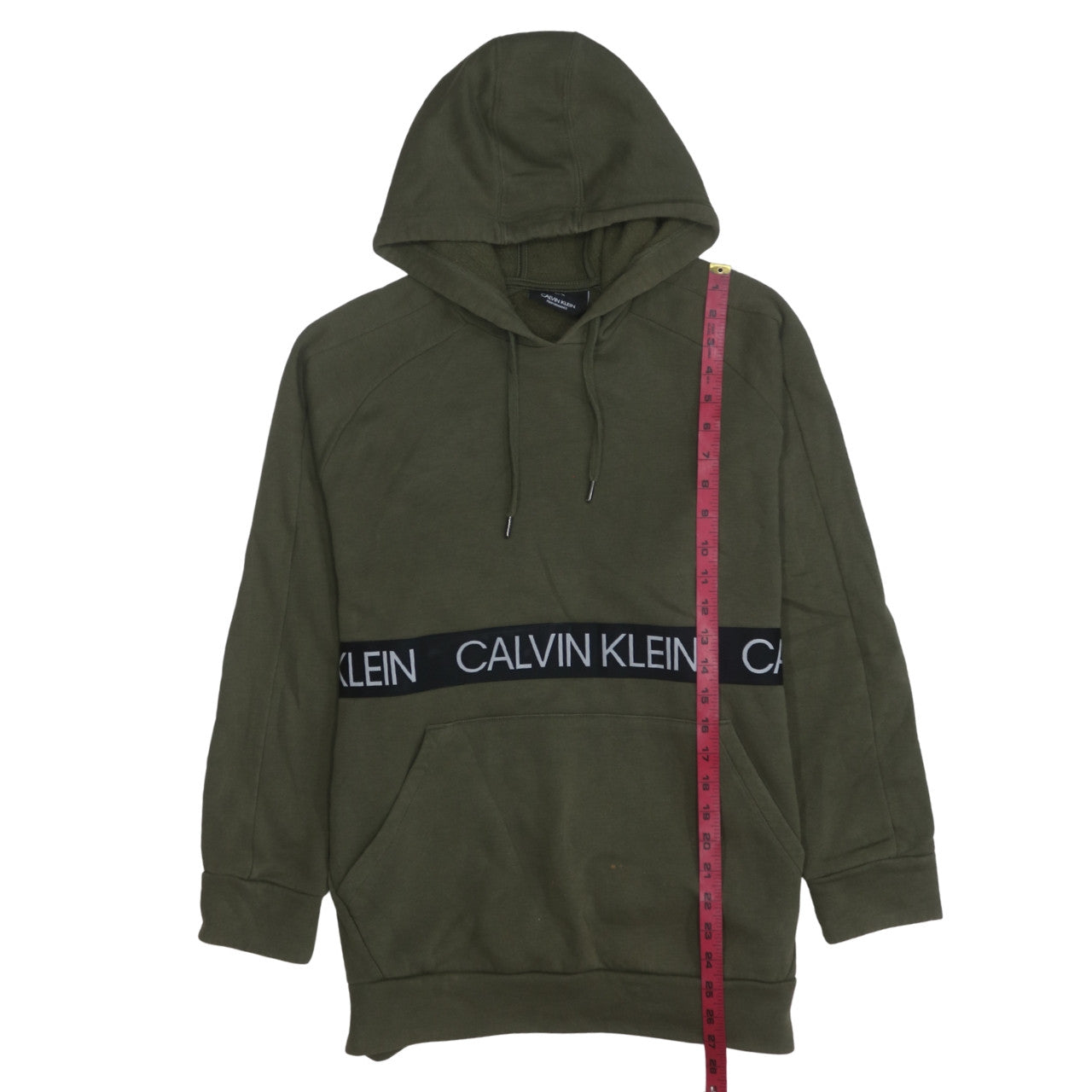 Calvin Klein Men's Green Pullover Hoodie XS Regular Logo Comfort