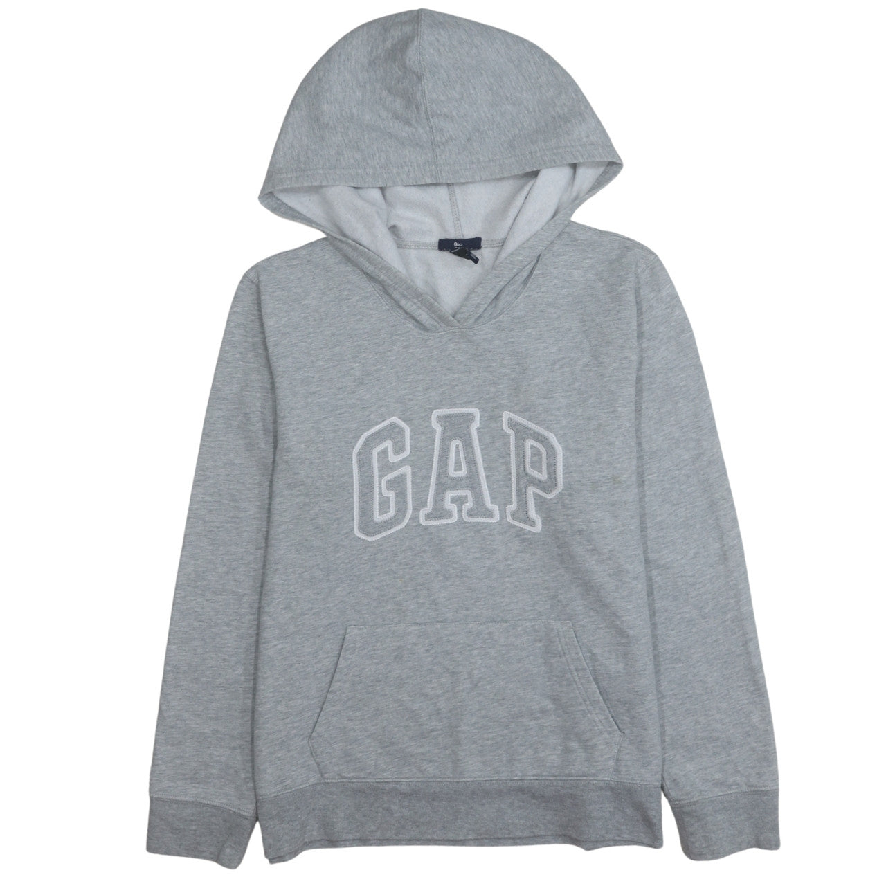 GAP Women Grey Pullover Hoodie L Logo Hooded Sweatshirt Casual