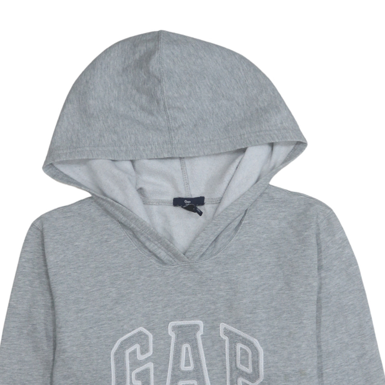 GAP Women Grey Pullover Hoodie L Logo Hooded Sweatshirt Casual