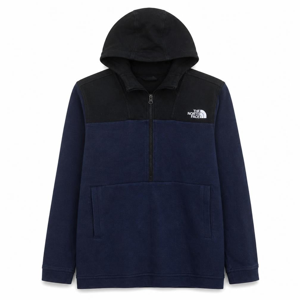 The North Face Boys Navy Blue & Black 1/2 Zip Hoodie XL Cotton Blend