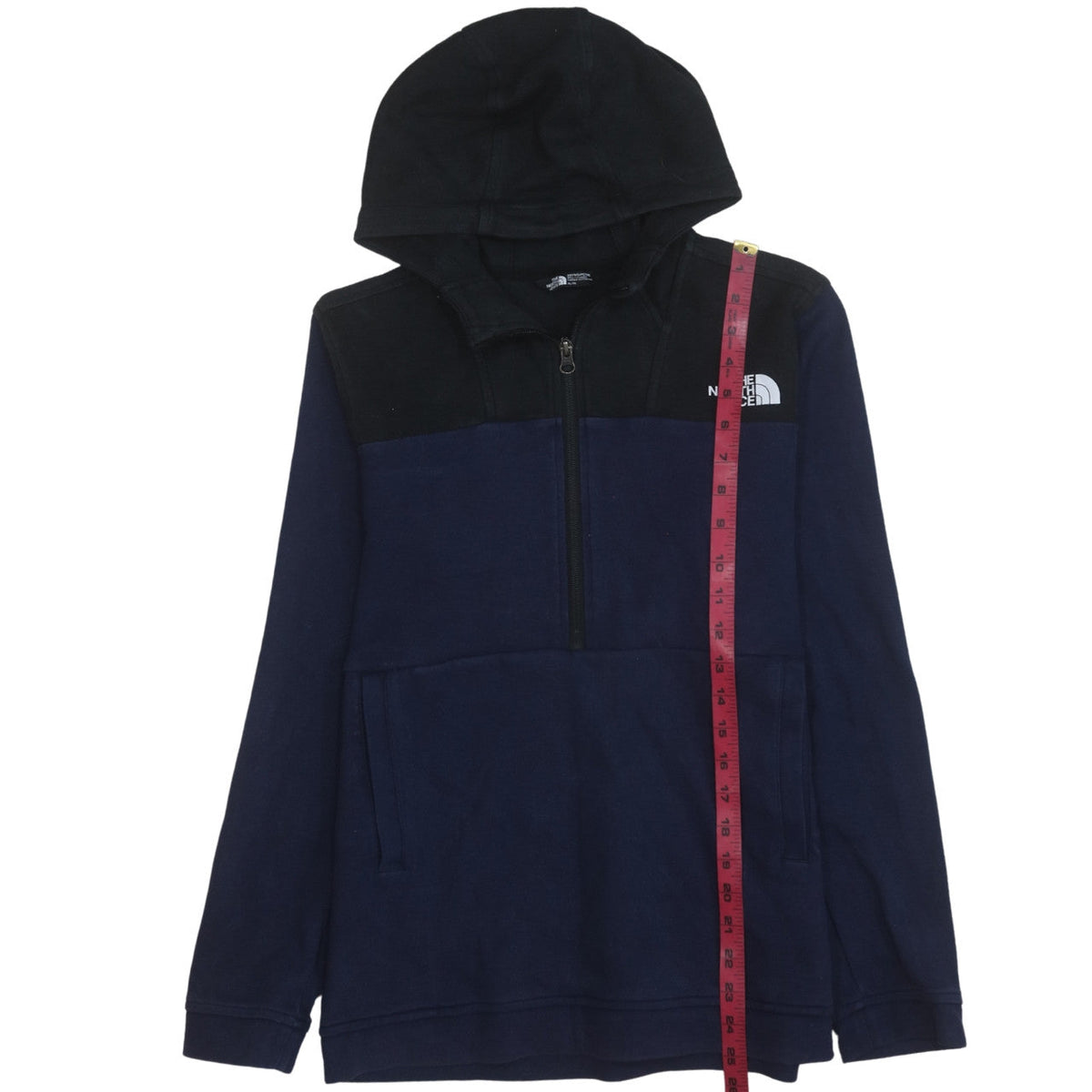 The North Face Boys Navy Blue & Black 1/2 Zip Hoodie XL Cotton Blend