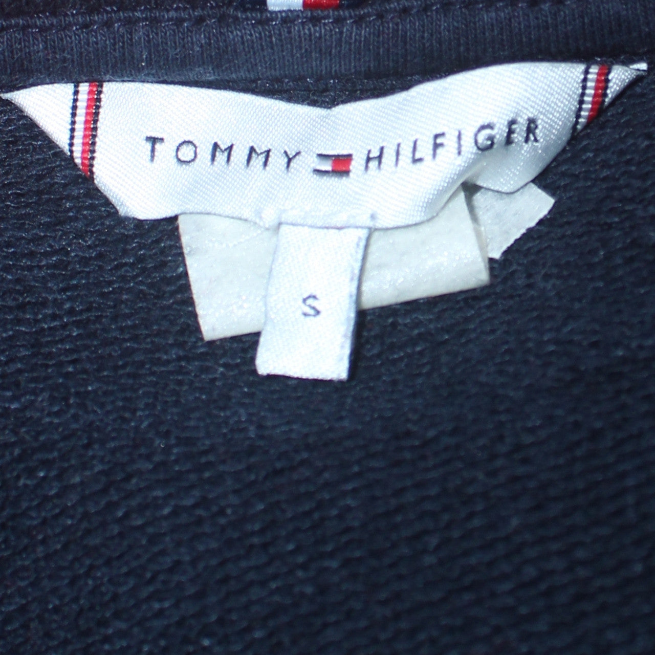 Tommy Hilfiger Womens Black Small Pullover Sweatshirt with Beaded Logo