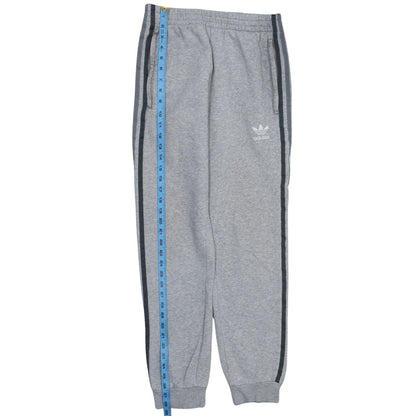 Close-up detail of Adidas Men's Grey Sweatpants Small Regular Fit Elastic Waist