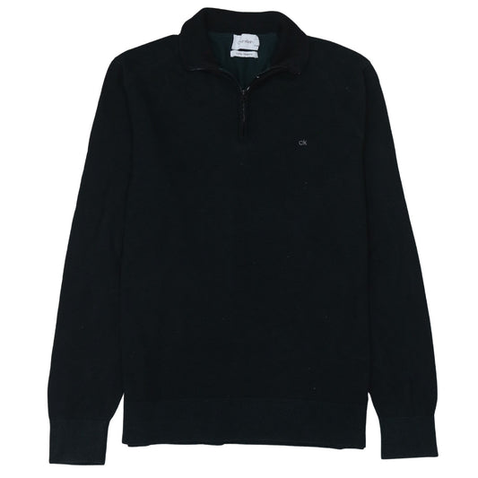 Calvin Klein Men's Black Cotton Silk 1/4 Zip Jumper Size M