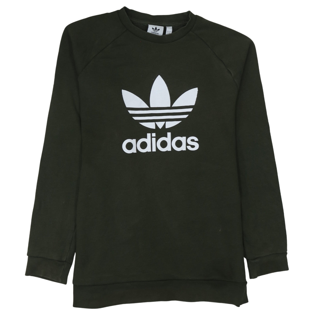 Adidas Mens Green Large Pullover Sweatshirt Crew Neck Logo