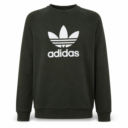 Adidas Mens Green Large Pullover Sweatshirt Crew Neck Logo